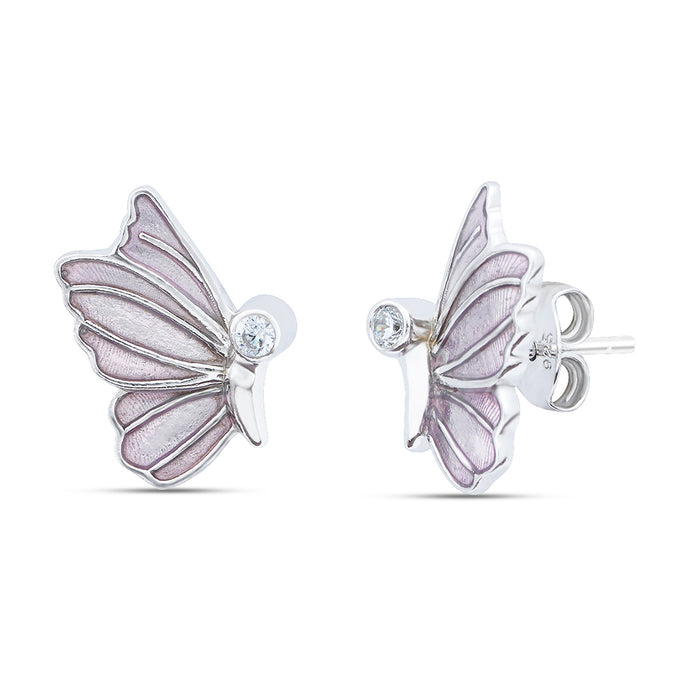 Whimsical Butterfly Rhodium Plated 925 Sterling Silver Earrings