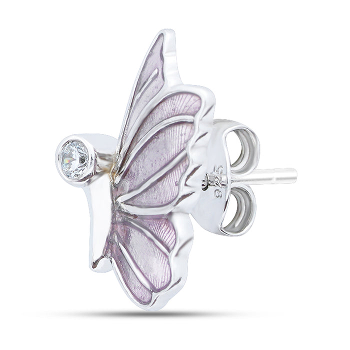 Whimsical Butterfly Rhodium Plated 925 Sterling Silver Earrings