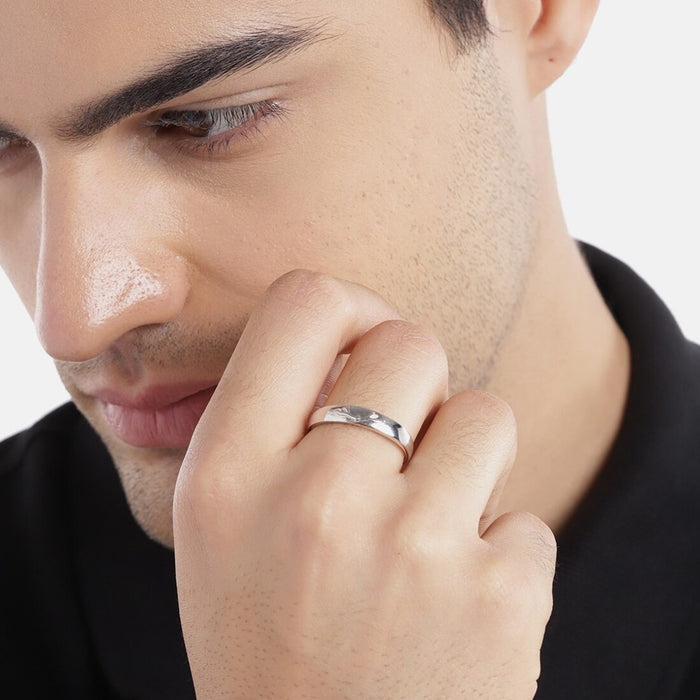 Whimsical Deer Rhodium-Plated 925 Sterling Silver Couple Ring with Cubic Zirconia (Adjustable)