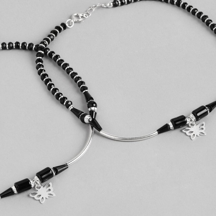 Whimsical Flutter 925 Sterling Silver Rhodium Plated Butterfly Anklet