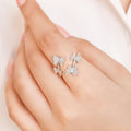Whimsical Flutter Rhodium-Plated 925 Sterling Silver Butterfly Ring for Her (Adjustable)