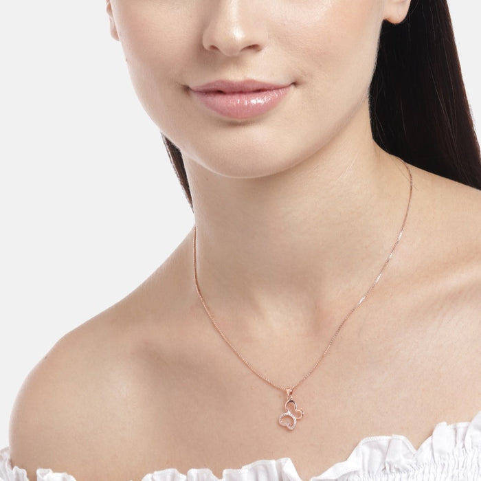 Whimsical Flutter Rose Gold-Plated 925 Sterling Silver Butterfly Pendant with Chain