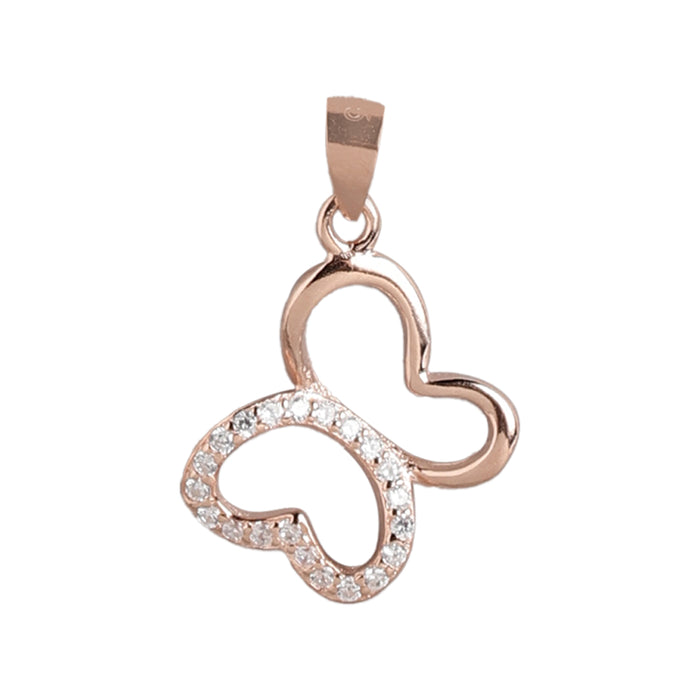 Whimsical Flutter Rose Gold-Plated 925 Sterling Silver Butterfly Pendant with Chain