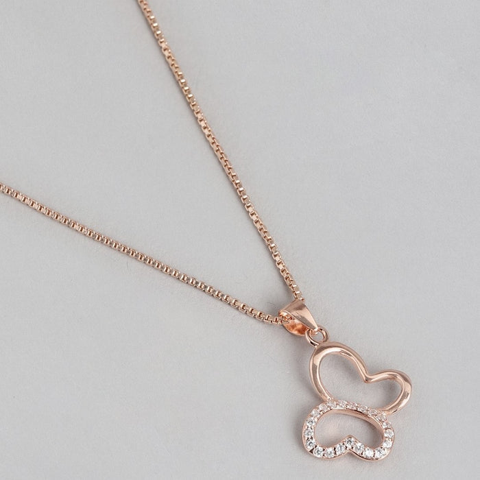 Whimsical Flutter Rose Gold-Plated 925 Sterling Silver Butterfly Pendant with Chain