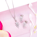 Whimsical Leaves Rhodium-Plated 925 Sterling Silver Jewellery Set