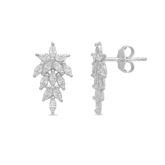 Whimsical Leaves Rhodium-Plated 925 Sterling Silver Jewellery Set