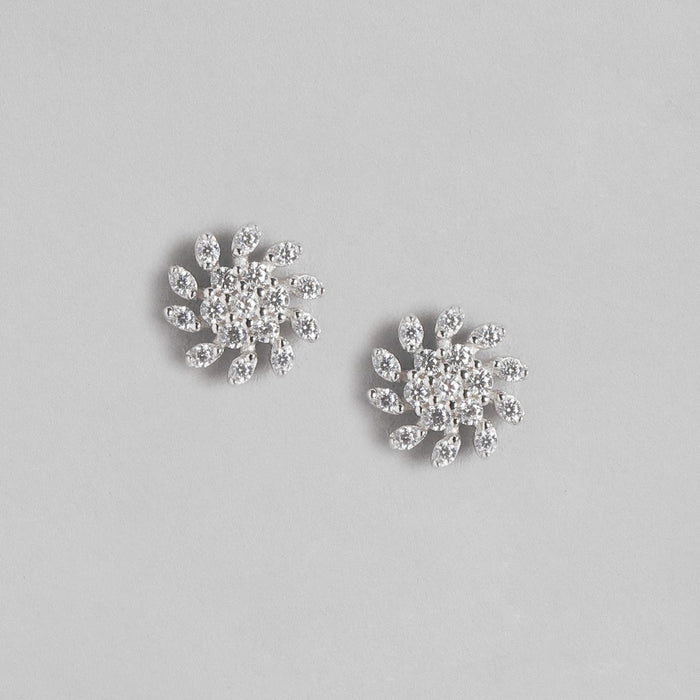 Whispering Petals Rhodium Plated 925 Sterling Silver Studs