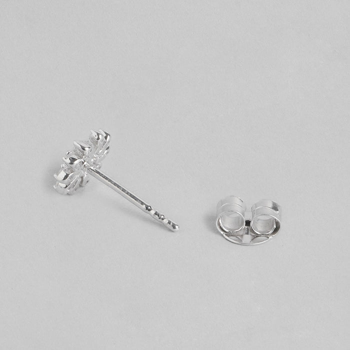 Whispering Petals Rhodium Plated 925 Sterling Silver Studs
