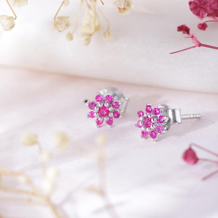 Whispers of Spring Rhodium Plated 925 Sterling Silver Flower Earrings