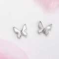 White Butterfly 925 Sterling Silver Stud Earrings
