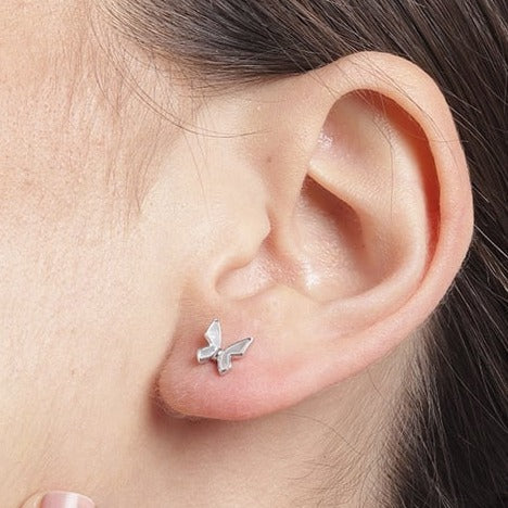 White Butterfly 925 Sterling Silver Stud Earrings