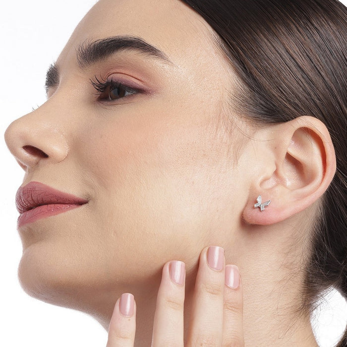 White Butterfly 925 Sterling Silver Stud Earrings