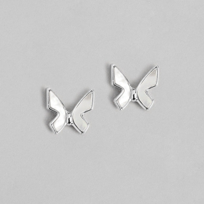 White Butterfly 925 Sterling Silver Stud Earrings