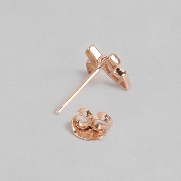 White Butterfly Rose Gold Plated 925 Sterling Silver Stud Earrings