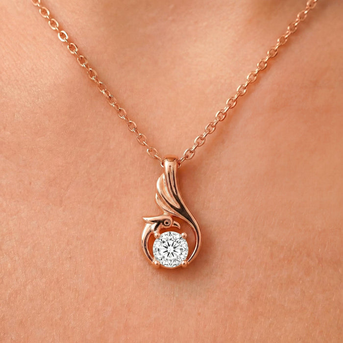 Wings of the Peacock Rose Gold Plated 925 Silver Pendant with Chain