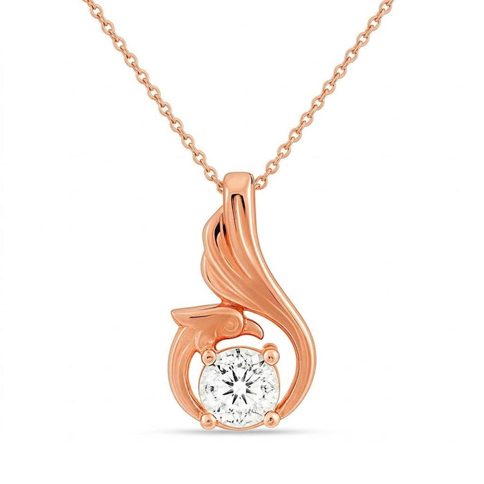 Wings of the Peacock Rose Gold Plated 925 Silver Pendant with Chain