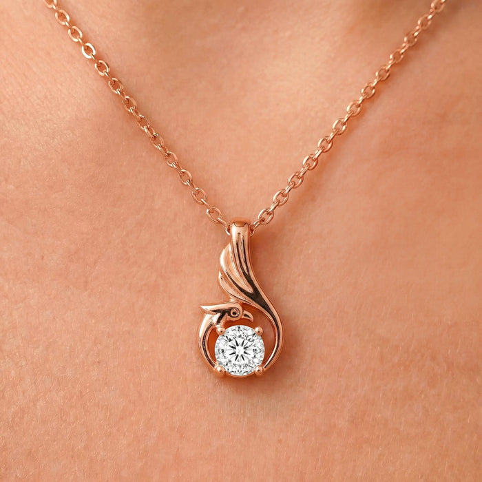Wings of the Peacock Rose Gold Plated 925 Silver Pendant with Link Chain