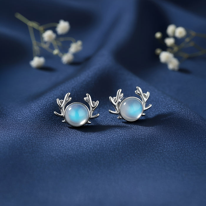 Winter Moon Silver Stud Rhodium Plated Earrings