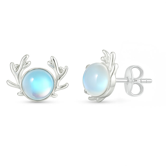 Winter Moon Silver Stud Rhodium Plated Earrings