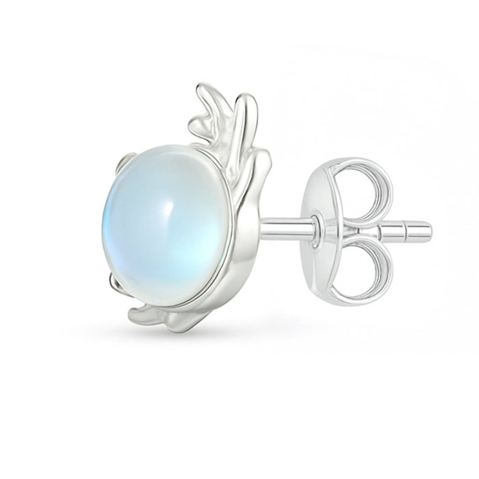 Winter Moon Silver Stud Rhodium Plated Earrings