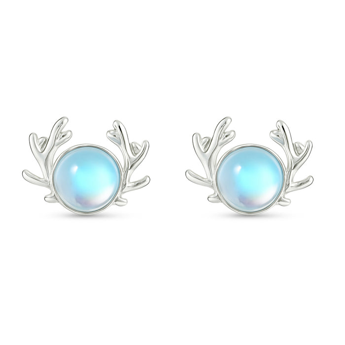 Winter Moon Silver Stud Rhodium Plated Earrings