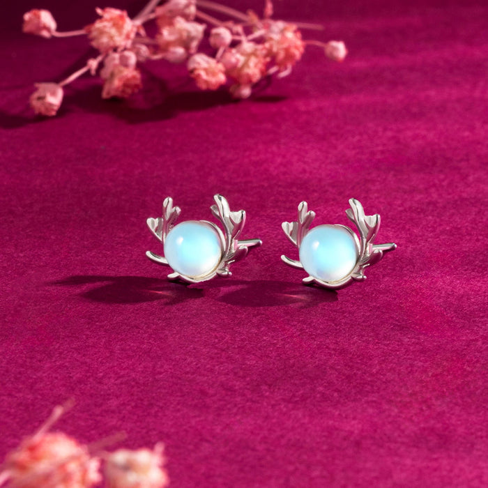 Winter Moon Silver Stud Rhodium Plated Earrings