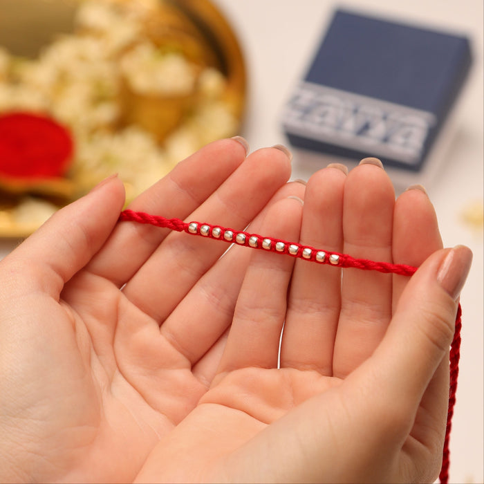 Woven Beads Radiant Silver Rakhi (Zavya Signature)