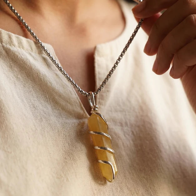 Yellow Aventurine Stone Locket with Chain - view 4