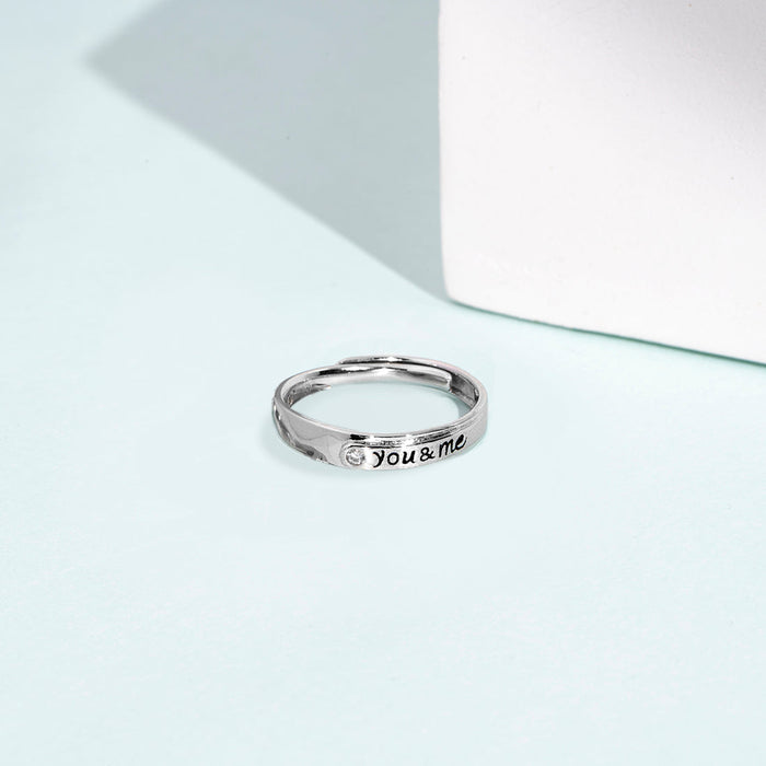 You & Me 925 Silver Women Ring (Adjustable)