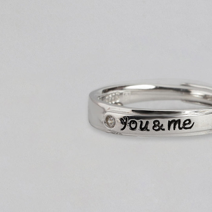 You & Me 925 Silver Women Ring (Adjustable)