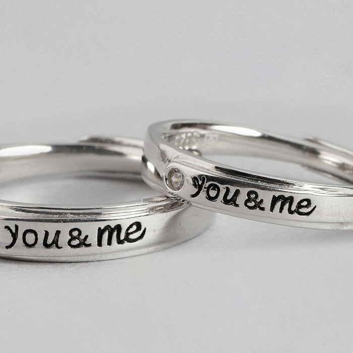 You & Me 925 Sterling Silver Couple Ring (Adjustable)