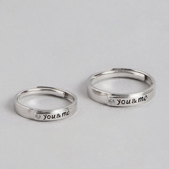 You & Me 925 Sterling Silver Couple Ring (Adjustable)
