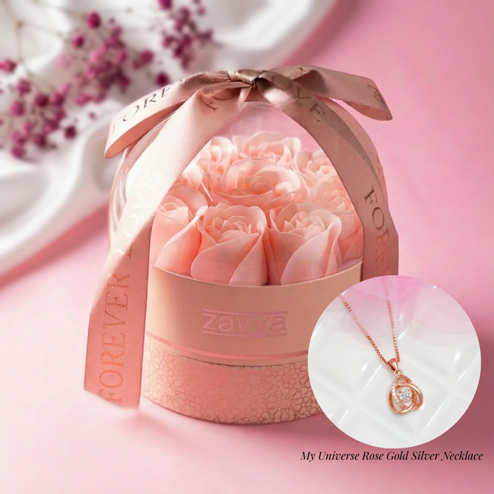 Zavya Eternal Bloom x My Universe Rose Gold Silver Necklace