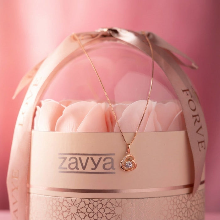 Zavya Eternal Bloom x My Universe Rose Gold Silver Necklace
