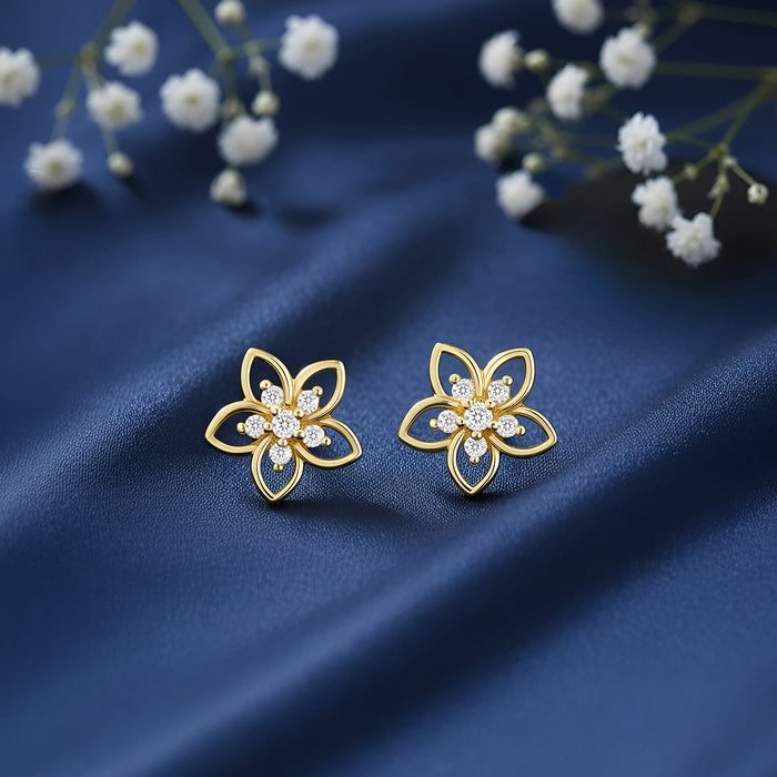 925 Sterling Silver A Little Daily Delight Stud Gold Plated Earrings for Women – Zavya