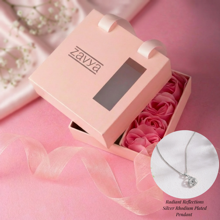 Zavya Love & Bloom x Radiant Reflections 925 Silver Rhodium Plated Pendant with Chain