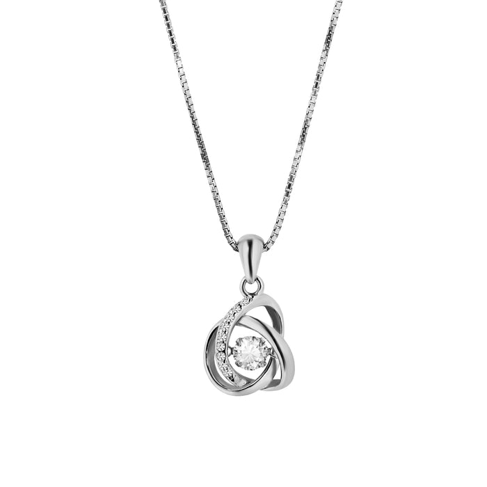 925 Sterling Silver pendant necklace for women. Interlocking silver jewellery with a sparkling center stone – Zavya