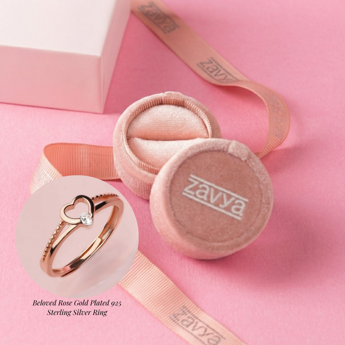 Zavya Promise-Box x Beloved Rose Gold Plated 925 Sterling Silver Ring (Adjustable)
