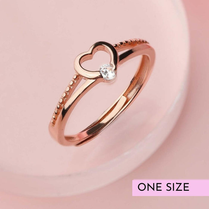 925 Sterling Silver Beloved Rose Gold Plated 925 Sterling Silver Ring (Adjustable) for Women – Zavya