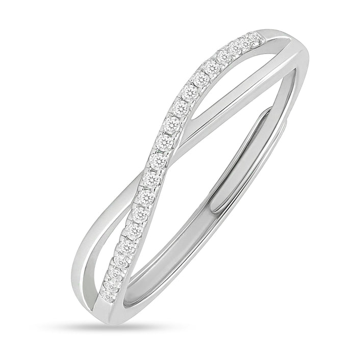 925 Sterling Silver adjustable criss-cross ring with sparkling stones. – Zavya