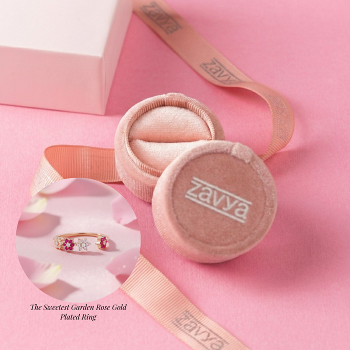 Zavya Promise-Box x The Sweetest Garden Rose Gold Plated Ring (Adjustable)