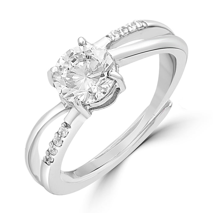 Adjustable 925 Sterling Silver twisted solitaire ring for women with a round cut center stone – Zavya