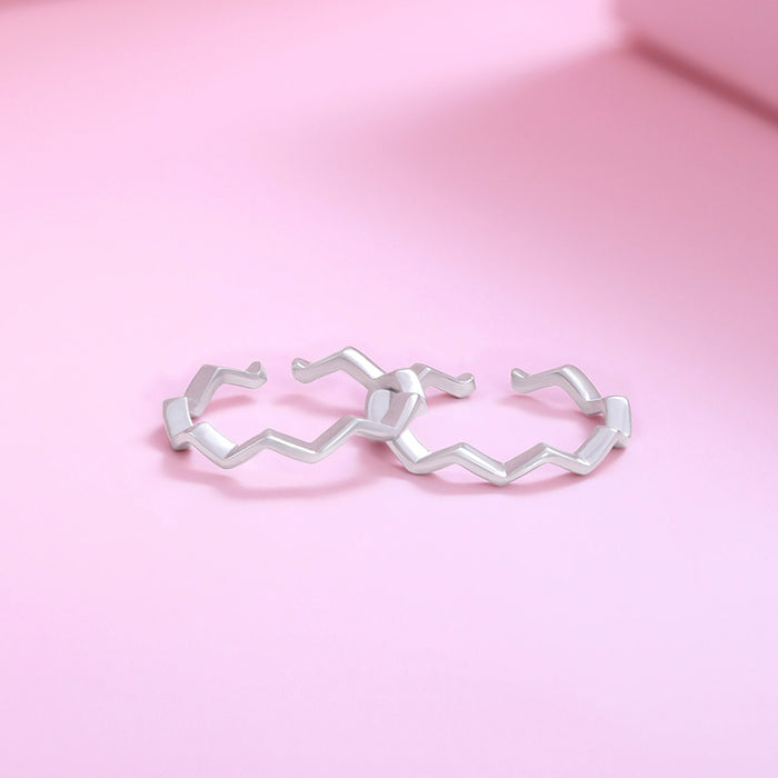 Zig-Zag Rhodium Plated 925 Sterling Silver Toe Ring
