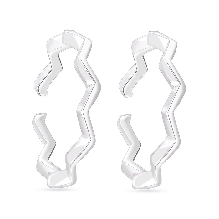 Zig-Zag Rhodium Plated 925 Sterling Silver Toe Ring