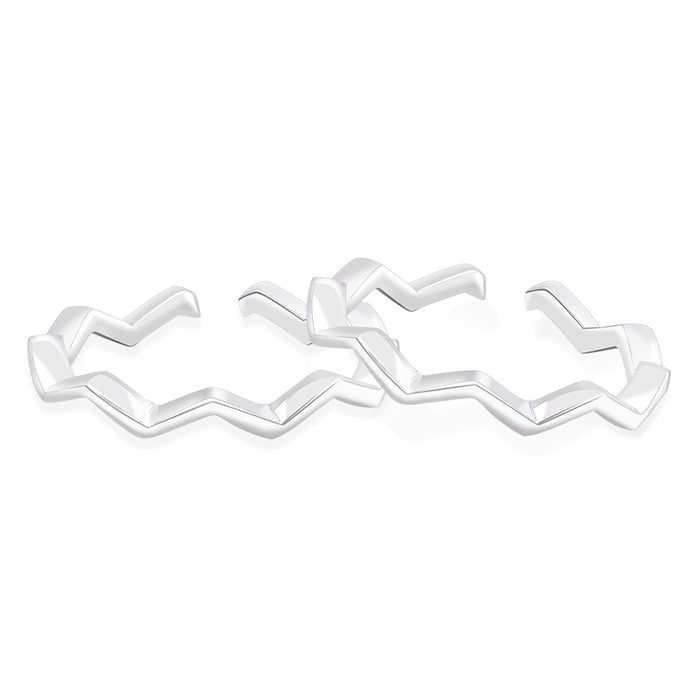 Zig-Zag Rhodium Plated 925 Sterling Silver Toe Ring