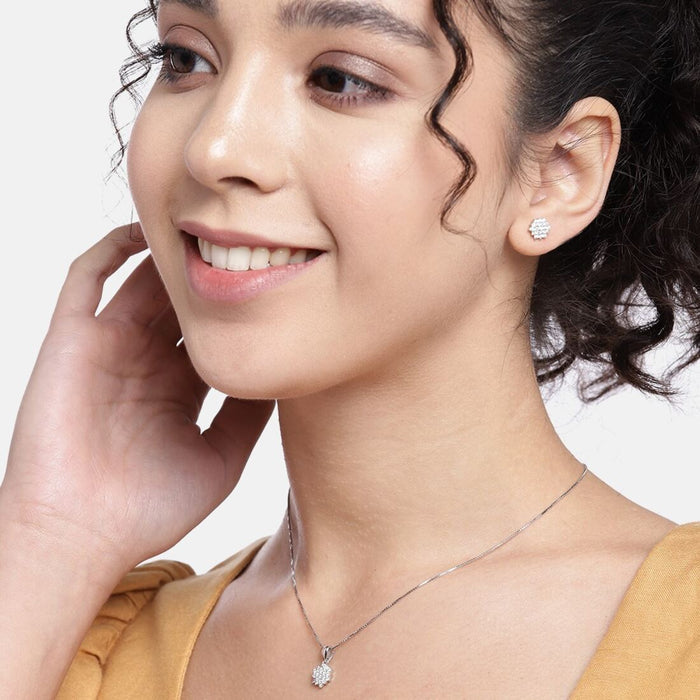 Zircon Hexagonal Spark 925 Silver Jewellery Set