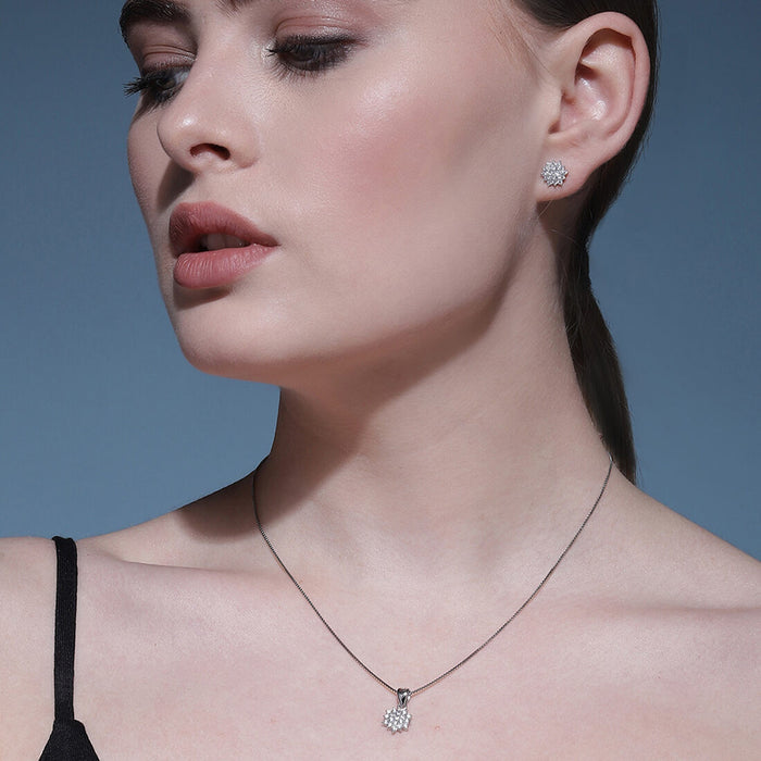 Zircon Hexagonal Spark 925 Silver Jewellery Set