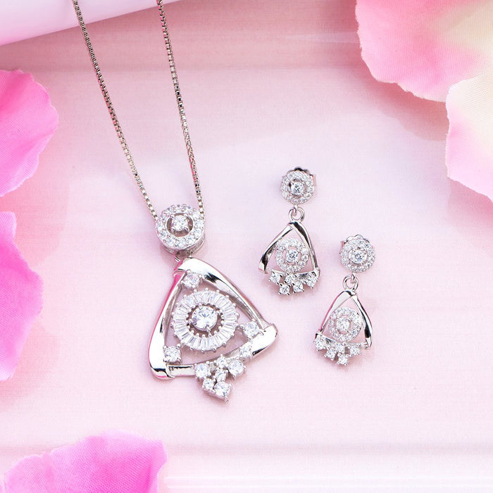 Zirconia Radiance Harmony Rhodium-Plated 925 Sterling Silver Jewelry Set