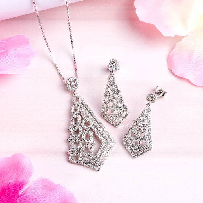 Zirconia Radiance Harmony Rhodium-Plated 925 Sterling Silver Jewelry Set