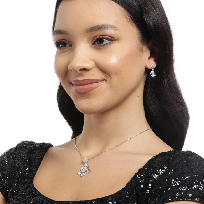 Zirconia Radiance Harmony Rhodium-Plated 925 Sterling Silver Jewelry Set